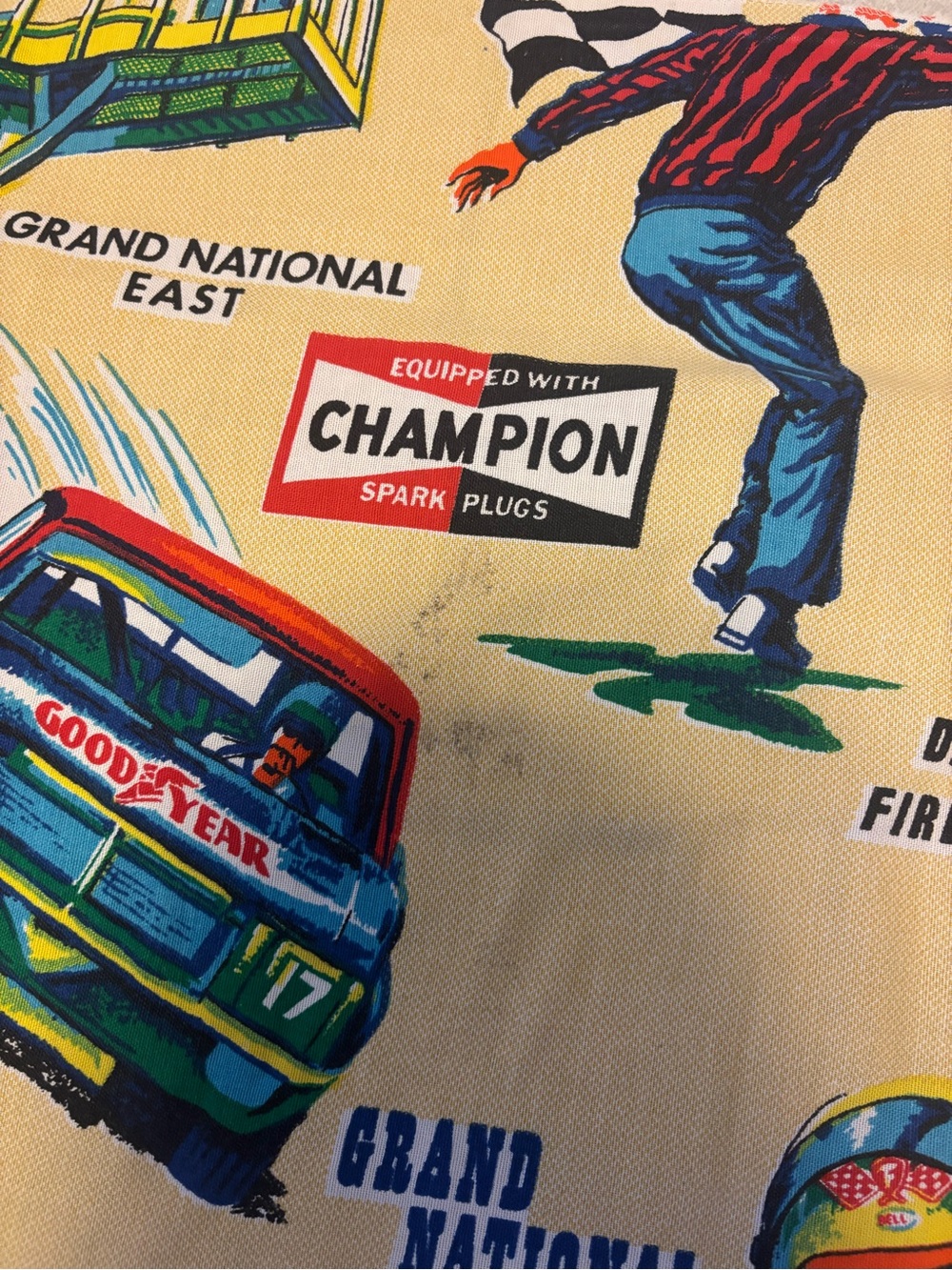 Vintage 1970s Sears Perma-Prest NASCAR Winston 500/Daytona Firecracker Fabric - Picture 10 of 14